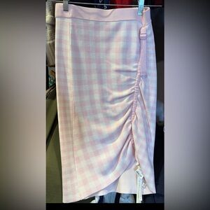 Jonathan Simkhai Pink Checkered Pencil Skirt